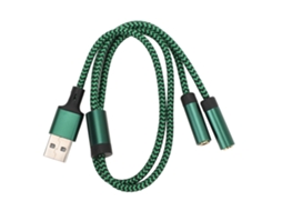 Adaptador de Áudio USB estéreo com duas interfaces de 3,5mm EOOCOO