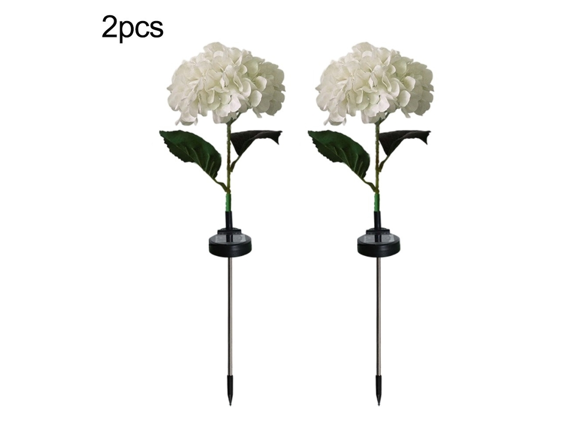 Luz Solar De Hortênsia 2 Pack, Led E Ip65, Branco Elysve