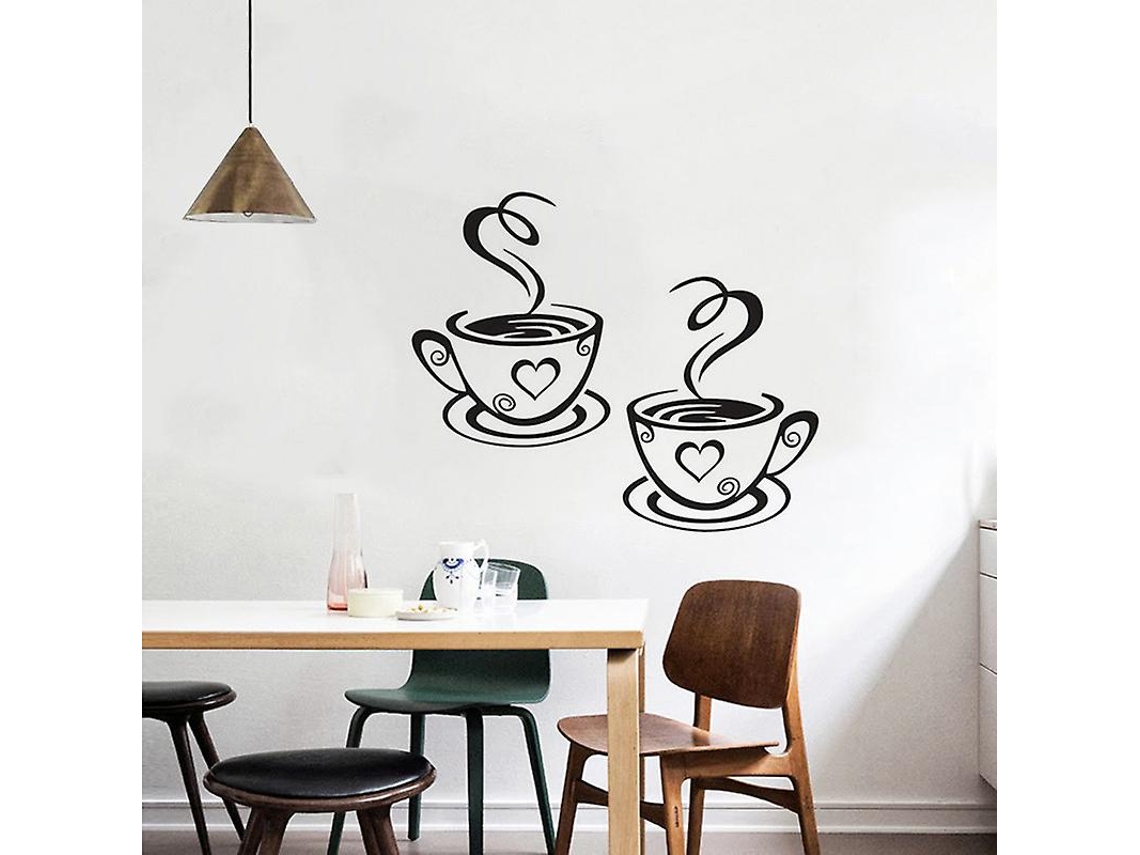 Omni sticker de Parede de Duas Xícaras de Café Decoração Moderna para Sala, Quarto, Cozinha e Escritório