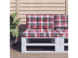 Vidaxl Almofadão P/ Sofá De Paletes 70x40x12 Cm Tecido Xadrez Vermelho