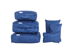 Sacolas de Armazenamento para Viagem Impermeáveis Organizador de Bagagem com Zíper e Malha Tela Oxford 210d Azul Marinho S/MARCA