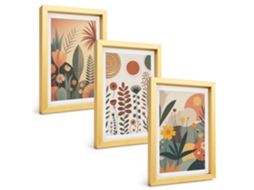 Composição De Quadros Padrões Florais Boho Da Natureza Espelharte (3 Peças 20x30 Cm)