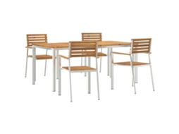 Conjunto 5 Conjunto De Jantar Para Jardim Vidaxl Castanho Madeira De Acácia Maciça (180 X 90 X 75 Cm)