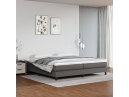 Vidaxl Cama com Molas/colchão 200x200 Cm Couro Artificial Cinzento
