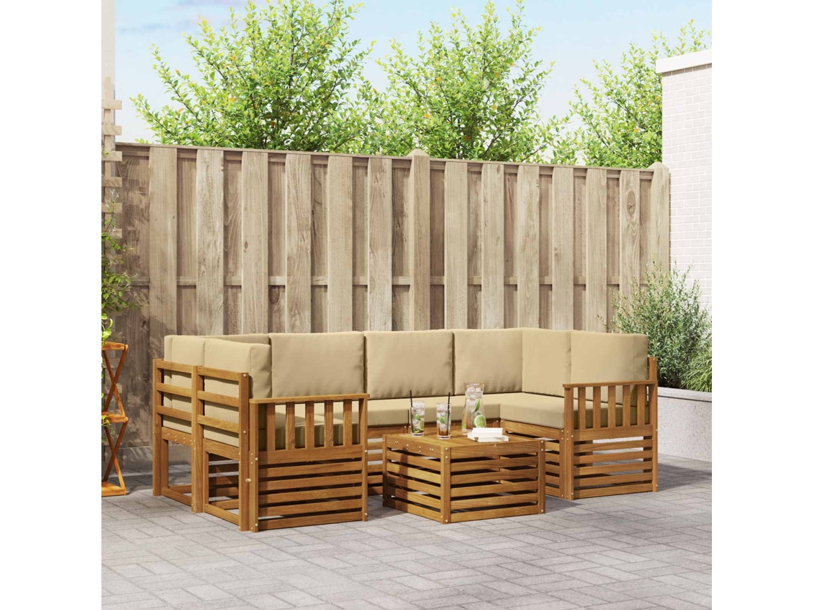 Vidaxl Conjunto De Sofás Para Exterior 7 Unid. Natural E Bege