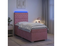 Vidaxl Cama Box Spring Com Colchão Rosa 90 X 200 Cm Veludo