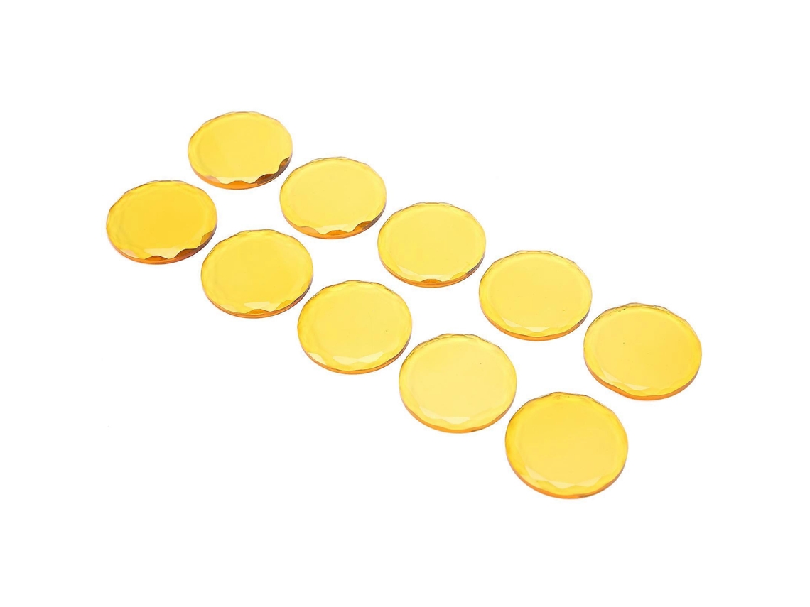 Conjunto De 10 Paletas De Vidro Redondas Para Cola De Cílios Postiços, Amarelas Hengjian