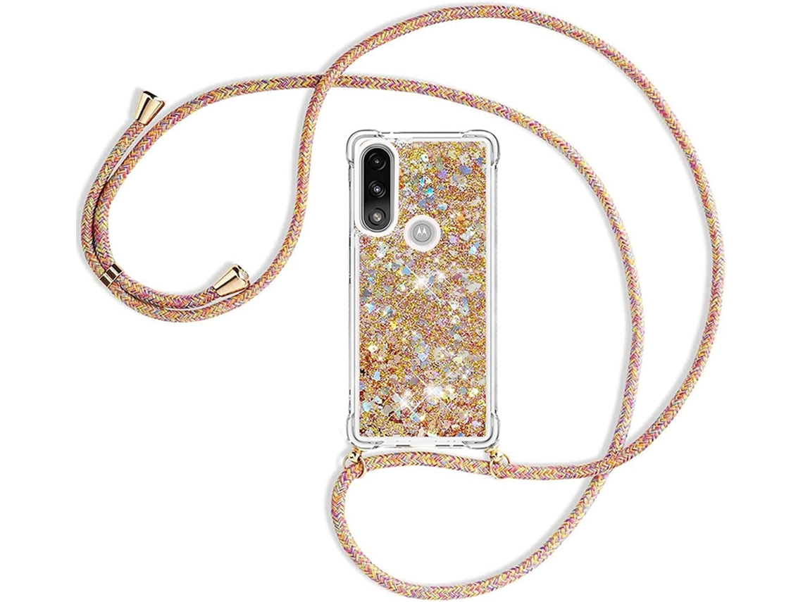 Correia Colar Líquido Ouro para Motorola Moto E7 Power HONGWE. Anti-Choque Transparente