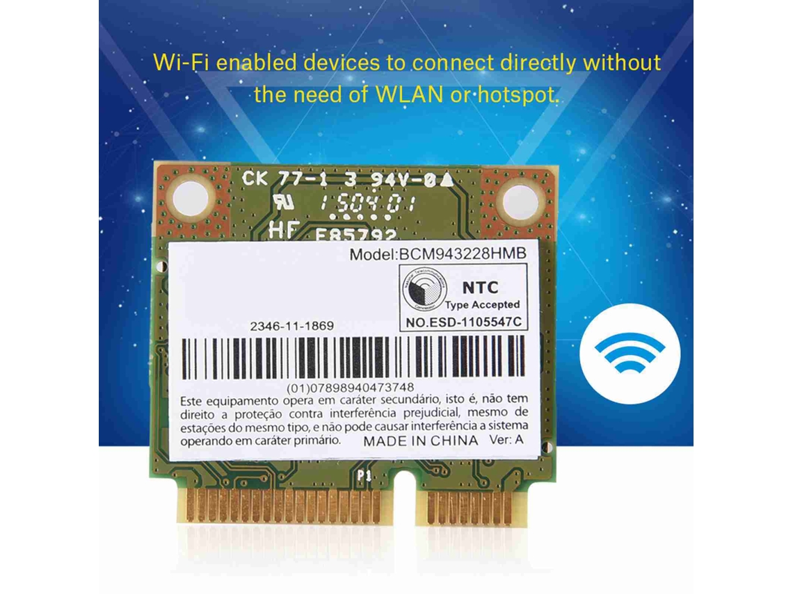 Placa Wi-Fi Bluetooth 2.4/5G de banda dupla para Intel (Bluetooth, conectividade Wi-Fi de banda dupla)