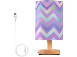 Abajur De Mesa Pequeno Em Ziguezague Com Luz Neon Roxa, Ideal Para Quarto Infantil Também Pode Ser Usado Como Luz