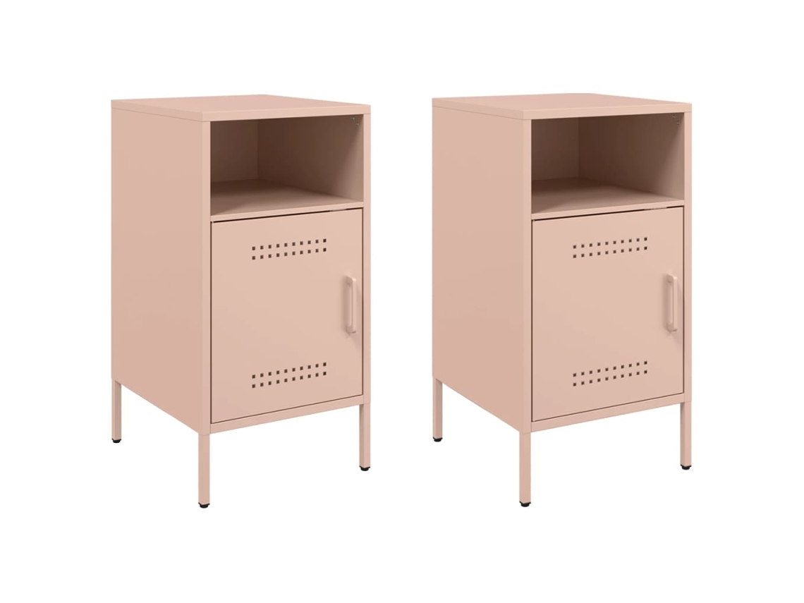 Mesas de Cabeceira 2 Pcs 36x39x68 Cm Aço Rosa MAISON EXCLUSIVE