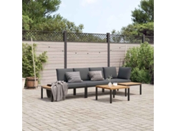 Pcs Conjunto De Sofás P/ Jardim C/ Almofadões Alumínio Preto Dkd Home Decor