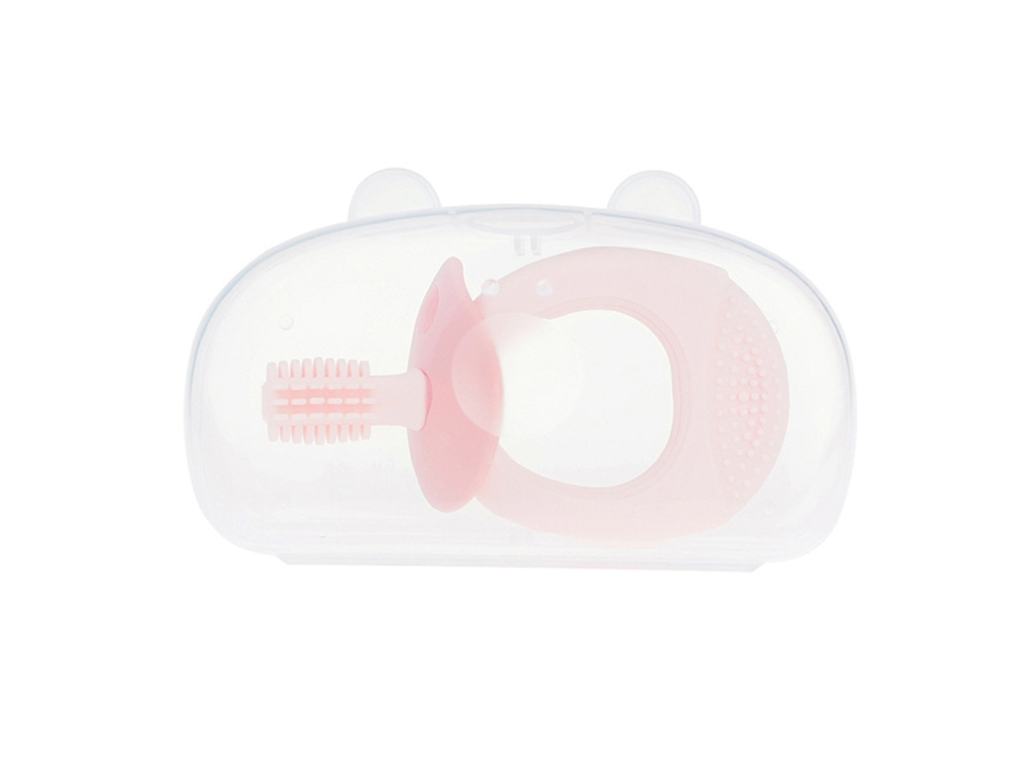 Cepillo De Dientes Para Bebé Com Massagem 360° Silicone Chupeta Cepillo De Dientes Toddler Rosa