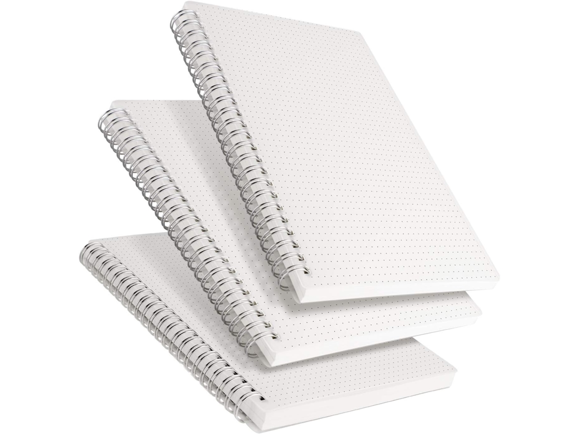 Caderno Espiral Com Folhas Pontilhadas, Pacote Com 3, Quadriculado