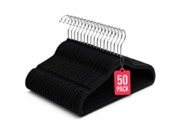 Cabides de Veludo Antiderrapantes Pack 50 Preto com gancho 360° COM-FORT HOUSE