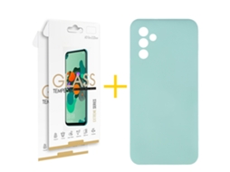 Pack 2 x Película de Vidro Temperado 2.5D + Capa SKYHE Samsung Galaxy A26 5G Silicone Líquido Verde-Água