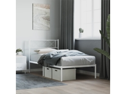 Vidaxl Estrutura De Cama Com Cabeceira 90x190 Cm Metal Branco