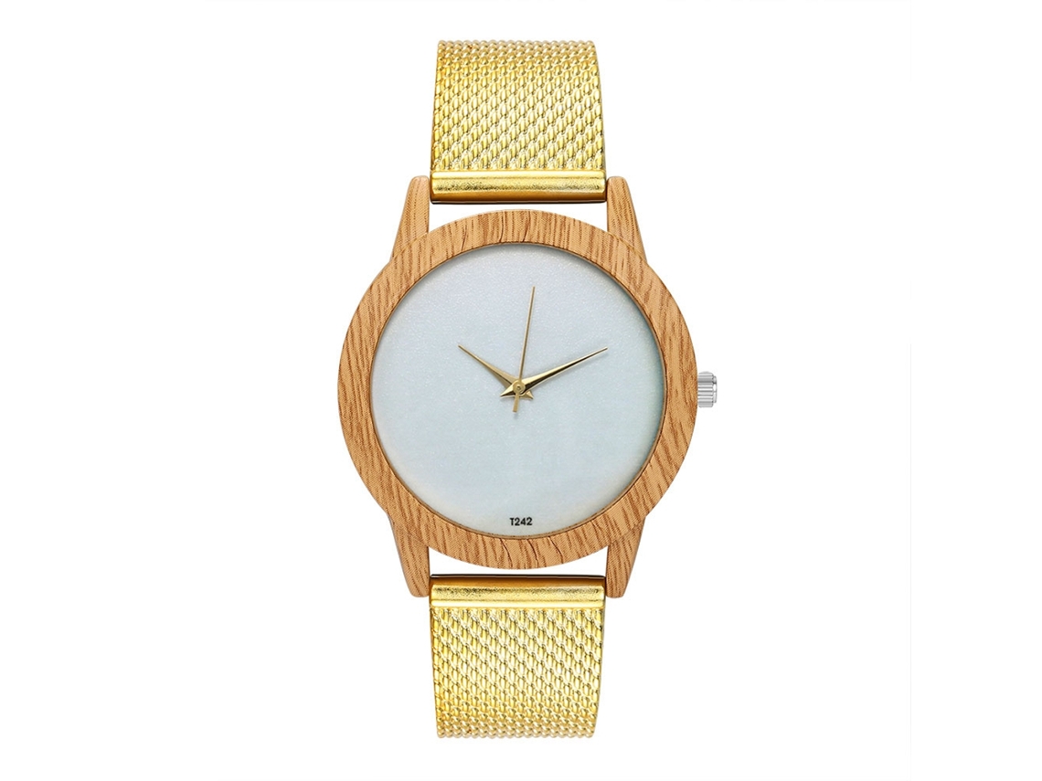 Reloj De Cuarzo De Piel De Silicona Unisex Con Dial Redondo Moda Pulsera Oro