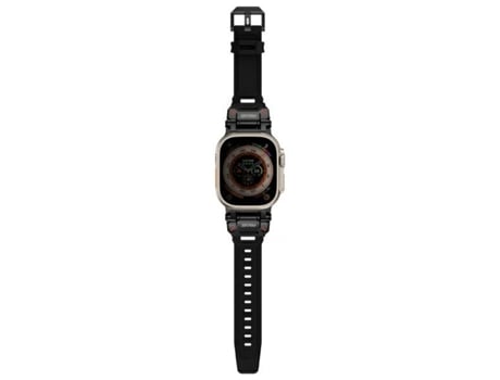 Pulseira Skinarma Para Apple Watch Ultra 49mm Titon Couro À Prova Dágua Preta