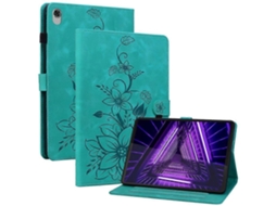Capa Para Tablet Compatível Com Lenovo Tab M10 Plus Tb-x606f / Tb-x606x, Em Couro Pu Com Estampa De Lírio E Suporte.