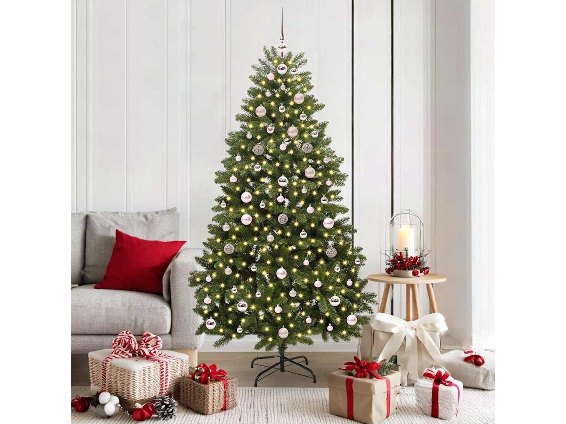 Vidaxl Árvore De Natal Artificial 180 Cm 300 Led Branco Quente Verde