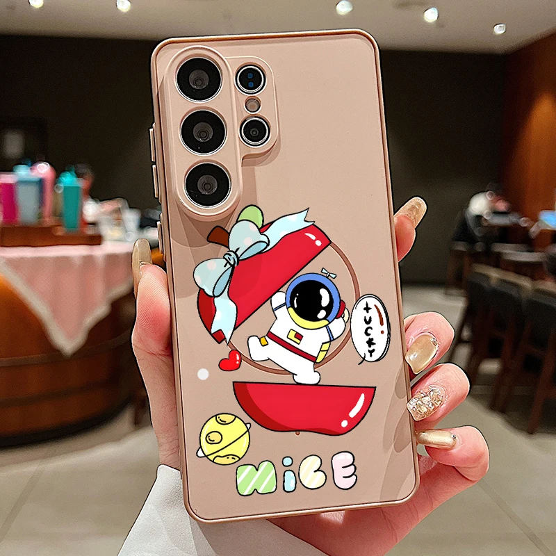 Capa Para Celular Galaxy A37 Com Estampa De Astronauta Fofa E Magnética (dourada).