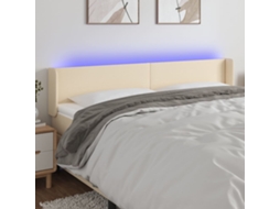 Vidaxl Cabeceira De Cama C/ Luzes Led Tecido 163x16x78/88 Cm Cor Creme