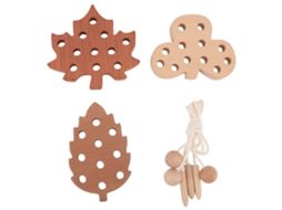 Primerox brinquedo de Passagem de Folhas em Madeira para Crianças Kit Educativo com 3 Cordas e 3 Brinquedos