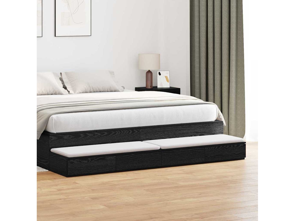 Vidaxl Gavetas De Cama Carvalho Preto 200 X 36,5 X 16,5 Cm