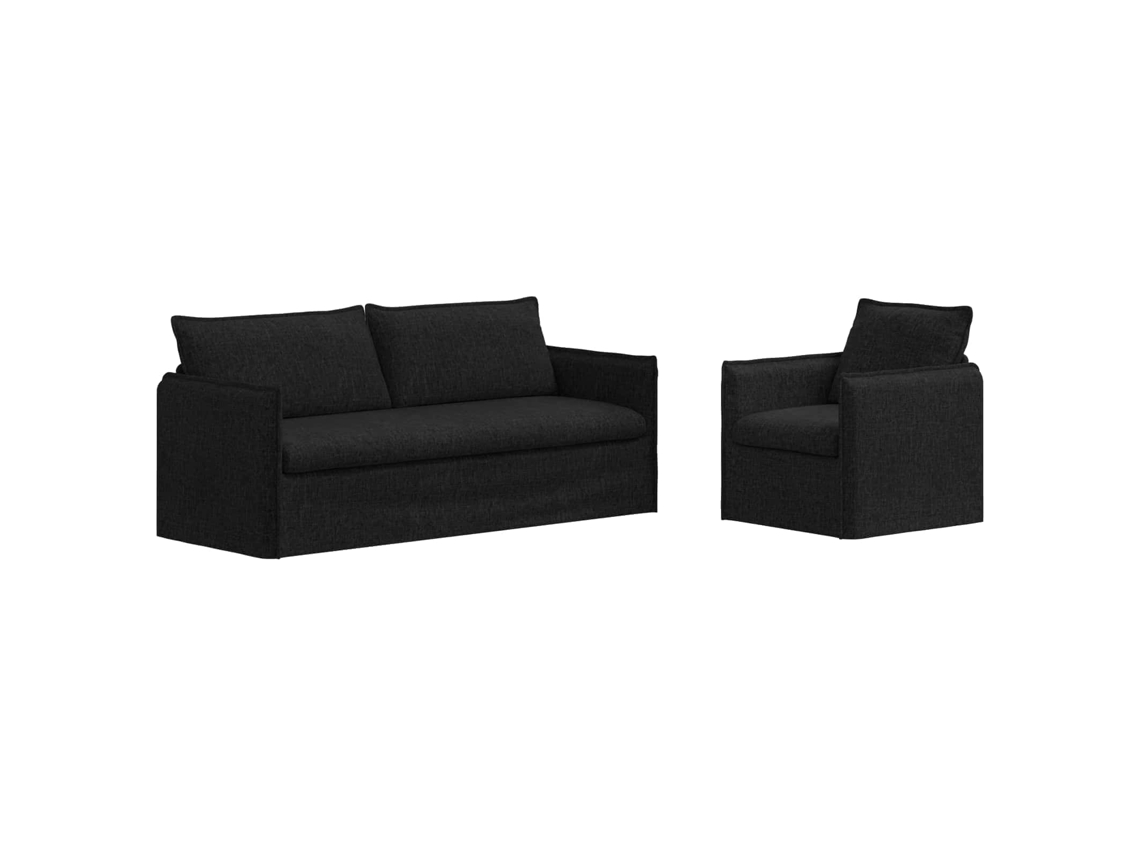 Maison Exclusive - Conjunto De Sofás 2 Unid. Preto Tecido