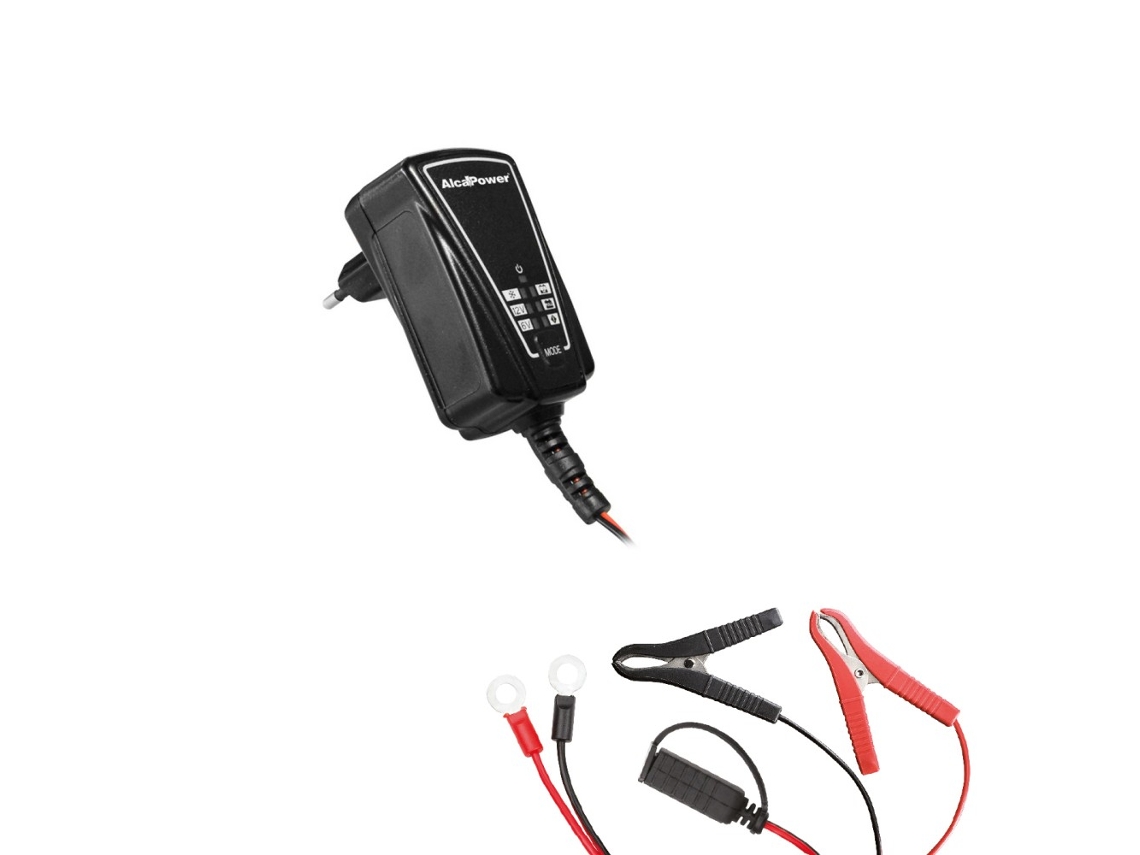 Carregador e mantenedor de bateria inteligente 6V/12V 1A - Função de regeneração e dessulfatação - Para carros, motocicletas e veículos antigos