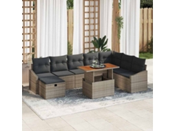 Vidaxl Conjunto De Sofá De Jardim 9 Unid. Cinzeto Vime Pe