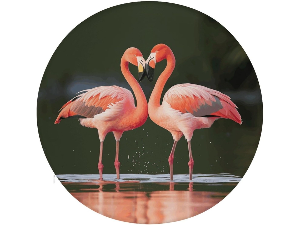 Almofada Redonda Para Assento Com Estampa De Flamingo Se Beijando No Lago, Antiderrapante, Removível, Para Cadeira