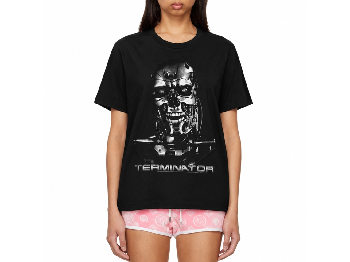 Rockinstone Terminator Chrome Black Adult T-shirt Size:xl