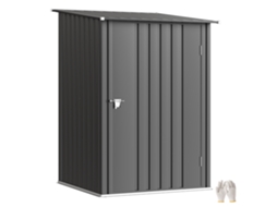 Caseta de Jardim Metálica 0.92 M² 100x103x160cm com Porta e Fechadura para Armazenamento de Ferramentas Cinza Escuro BTFORUS