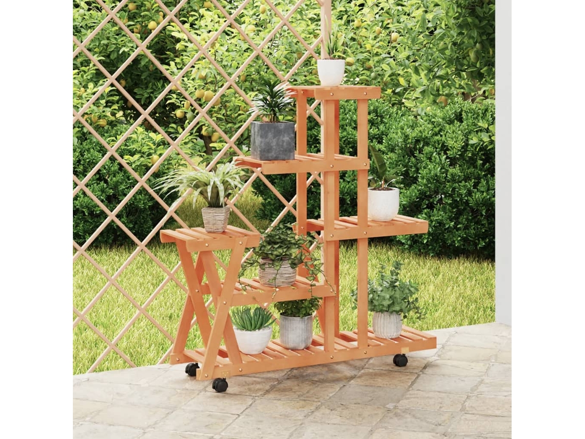 Vidaxl Suporte De Plantas Com Rodas 95x25x101 Cm Abeto Maciço