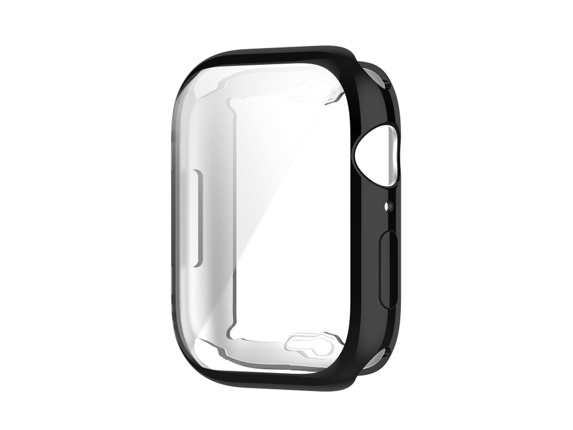 Capa Protetora Completa HALINUI TPU Transparente Antichoque com Película para Apple Watch Series 8/7 45mm Preto