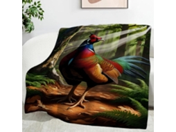 Manta com Estampa de Faisão e Gola Florestal 130x150 Cm Multifuncional Macia Aconchegante em Flanela Ideal Par