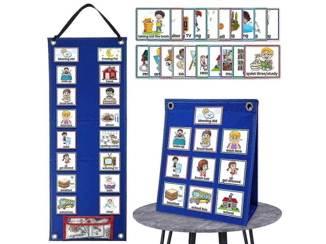 2026 tabla de Rutina Diaria para Autismo 2 En 1 com 70 Cartões Ferramenta Visual para Crianças Material de Aprendizagem em Casa e na Escola