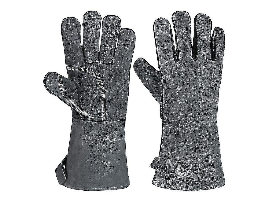 Luvas de Couro Resistentes Ao Calor e Fogo com Costura de Kevlar para Forno, Churrasco, Soldagem e Manipulação de Animais