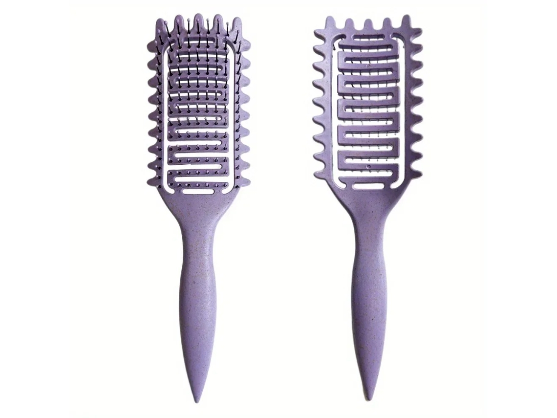 Escova Modeladora com Cerdas Ocas de Javali para Criar Cachos e Manter o Cabelo no Lugar. MDUG (roxa)