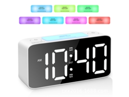 Despertador Digital – Luz Noturna Rgb – Ecrã Grande – Alimentação Usb – Relógio Mesa/cabeceira – Abs – Branco