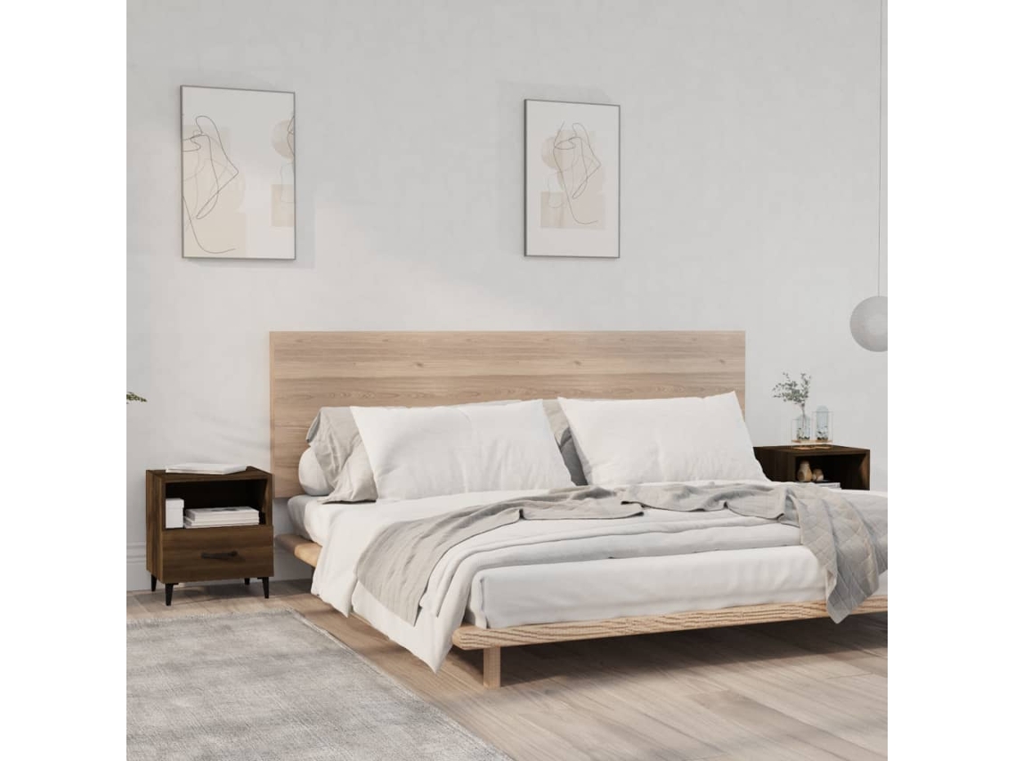 Vidaxl Mesas De Cabeceira 2 Pcs Derivados De Madeira Carvalho Castanho