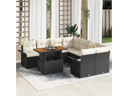 Vidaxl Conjunto De Sofá De Jardim 9 Unid. Preto Rattan Sintético