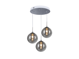 Luminária Pendente em Vidro Cinza Diam.28Cm G9 com 3 Luzes Candeeiro de Mesa de Jantar Colorido Moderno Candeeiro de e Sala de Estar NETTLIFE