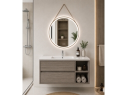 Móvel De Casa De Banho Com Lavatório Origenbath Zeus Sem Espelho 90x45 Cm Direita Carvalho Smoky