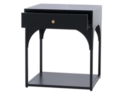 Mesa de cabeceira com armário e compartimento aberto 50x43x41 cm em aço termolacado preto 04_0008871