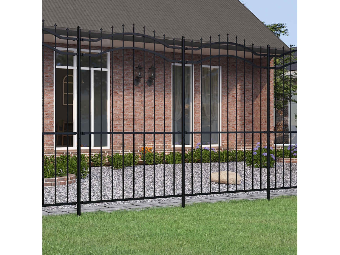 Vidaxl Cerca De Jardim Woerden Com Ponta Em Forma De Lança, Preto, 240x175 Cm, Em Aço.