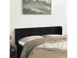 Cabecero con Alas de Tela 147x16x78/88 cm Negro