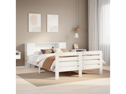 Vidaxl Cama Sem Colchão 135x190 Cm Madeira De Pinho Maciça Branco